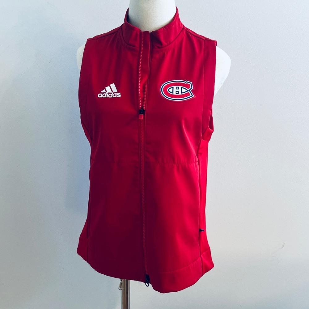 Adidas NHL Montreal Canadiens Vest Red Full Zip Softshell Fleece FT3313 Mens S